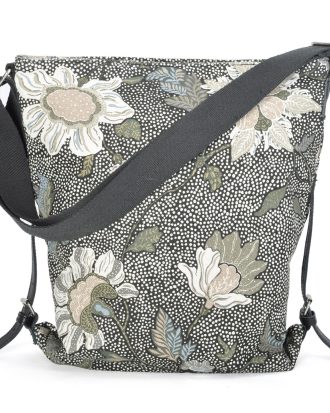 Ceannis Flower Linen Axelremsväska - Väskor & Ryggsäckar Bomull Svart