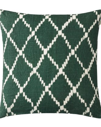 Chhatwal & Jonsson Ikat Kerela Kuddfodral /vit - Prydnadskuddar & Fodral Linne Grön