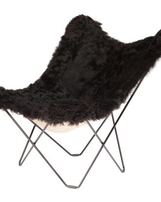 Cuero Iceland Mariposa Butterfly Chair Shorn Black/black - Fåtöljer Stål Svart