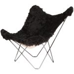 Cuero Iceland Mariposa Butterfly Chair Shorn Black/chrome - Fåtöljer Stål Svart