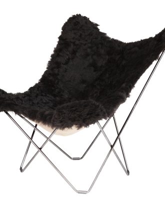 Cuero Iceland Mariposa Butterfly Chair Shorn Black/chrome - Fåtöljer Stål Svart