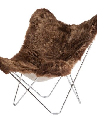 Cuero Iceland Mariposa Butterfly Chair Shorn Brown/chrome - Fåtöljer Stål Brun