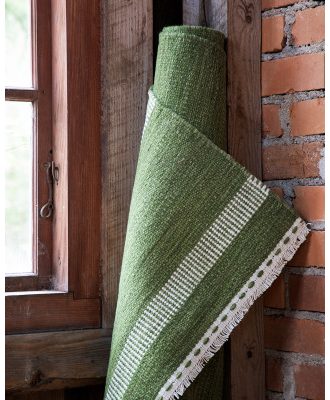 Grinda grön - handvävd ullmatta