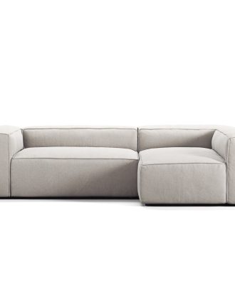 Decotique Grand 3-sitssoffa Divan Höger Minetyg - Hörnsoffor & Divansoffor Micro Chenille Moon White