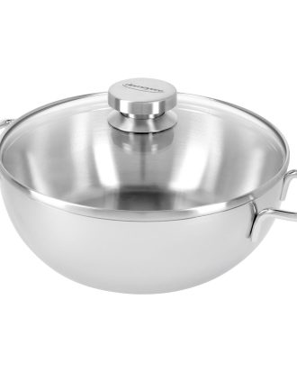Demeyere Apollo Gryta Låg Med Lock 28 Cm / 4,8 L - Grytor Glas Rostfritt Stål