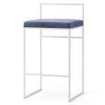 Department Barstol Låg Med Ryggstöd Vit/ - Barstolar Sammet Imperial Blue