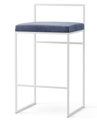 Department Barstol Låg Med Ryggstöd Vit/ - Barstolar Sammet Imperial Blue