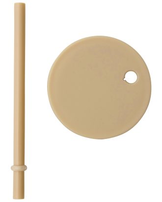 Design Letters Sugrör Med Lock - Barnmuggar Silikon Beige