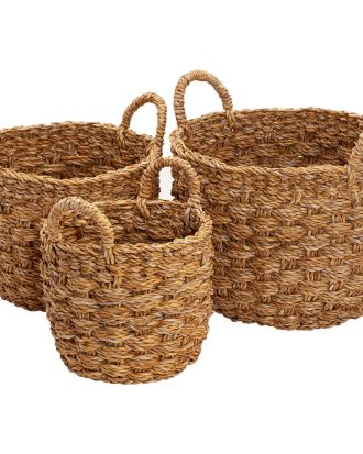 Dixie Esther Round Korgar 3-pack Natur - Korgar Sjögräs Natural