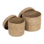 Dixie Seagrass Emil Cylinder Förvaringskorg Med Lock 2-pack - Korgar Sjögräs Natural