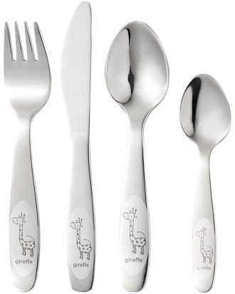 Dorre Bestickset 4-pack Girafftryck - Barnbestick Rostfritt Stål