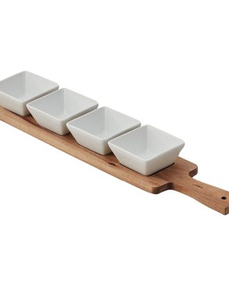 Dorre Serena Serveringsbricka Med Skålar - Uppläggningsfat Keramik Vit