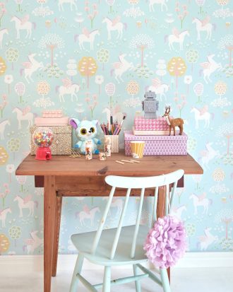 Majvillan - Tapet True Unicorns - Blå