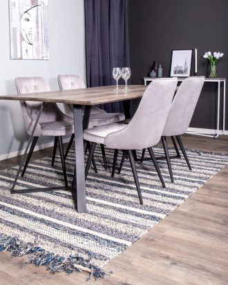 Venture Home - Matgrupp Marina med 4st matstolar Velvet Deluxe - Grå