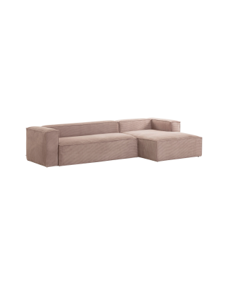 Kave Home - BLOK soffa 3-sits - divan höger - Rosa