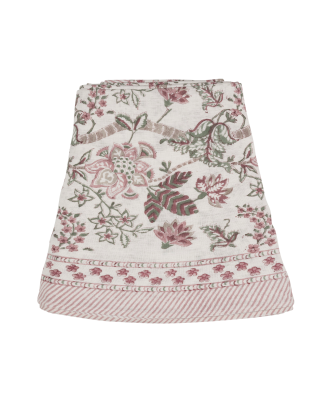 Chamois - Linneduk Floral Rund - Rosa - 180X180