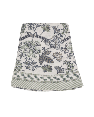 Chamois - Linneduk Floral Rund - Blå - 180X180