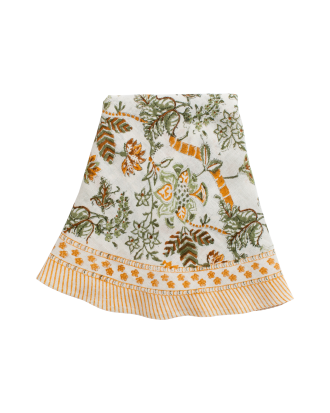 Chamois - Linneduk Floral Rund - Gul - 180X180