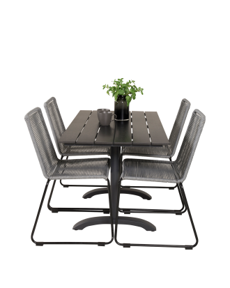 Venture Home - Cafébord Delta och 4st Levis mat stol - Svart