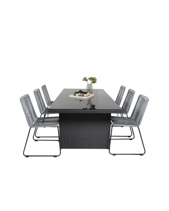 Venture Home - Matbord Prim och 6st Levis mat stol - Svart