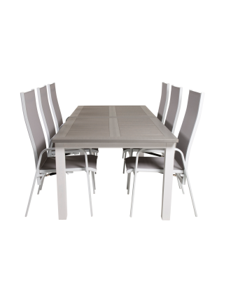 Venture Home - Matgrupp Albany med 6st matstolar Copacabana - Grå