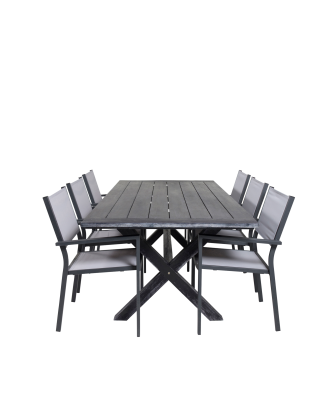 Venture Home - Matgrupp Rives med 6st matstolar Copacabana - Svart
