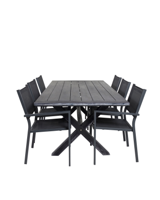 Venture Home - Matgrupp Rives med 6st matstolar Copacabana - Svart