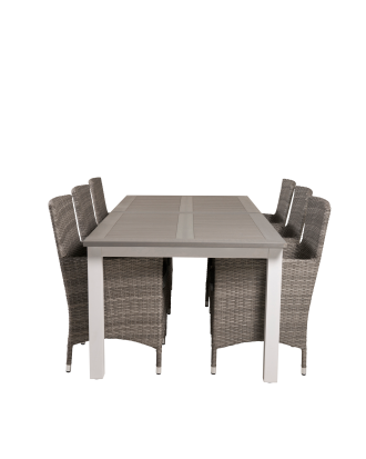 Venture Home - Matgrupp Albany med 6st matstolar Malin - Grå