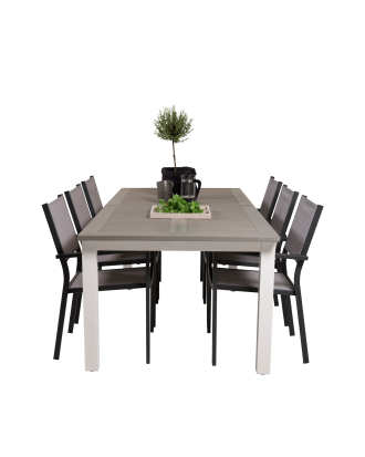 Venture Home - Matgrupp Albany med 6st matstolar Copacabana - Grå