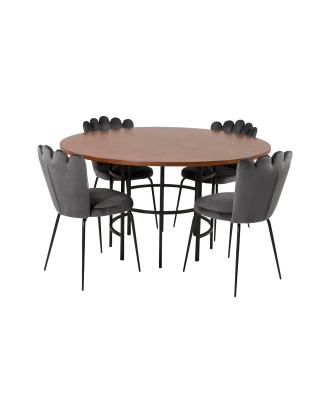 Furniture Fashion - Matbord Copenhagen med 4 st Matstol Limhamn - Grå