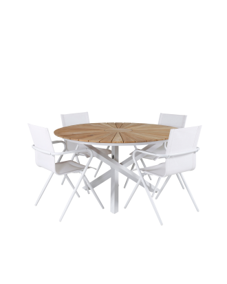 Venture Home - Matgrupp Mexico med 4st matstolar Alina - Brun