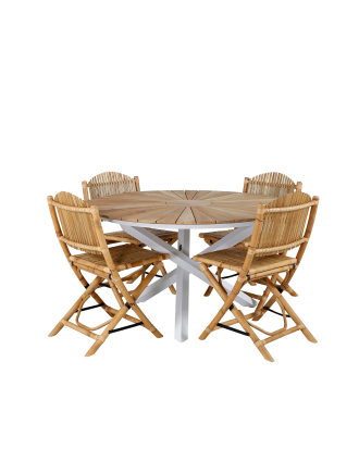 Venture Home - Matgrupp Mexico med 4st matstolar Cane - Brun