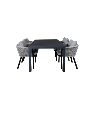 Venture Home - Matgrupp Marbella med 4st matstolar Virya - Svart