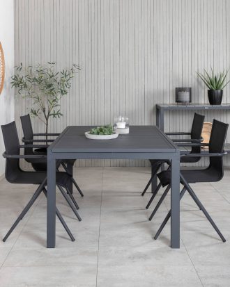 Venture Home - Matgrupp Marbella med 4st matstolar Alina - Svart