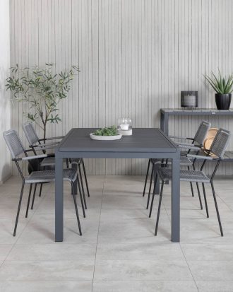 Venture Home - Matgrupp Marbella med 4st matstolar Lindos - Svart