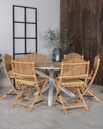 Venture Home - Matgrupp Mexico med 6st matstolar Cane - Brun