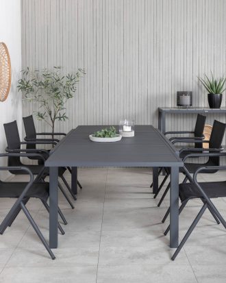 Venture Home - Matgrupp Marbella med 6st matstolar Alina - Svart