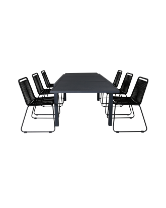 Venture Home - Matgrupp Malaga med 6 st matstolar Levis - Svart