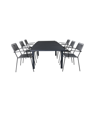 Venture Home - Matgrupp Marbella med 6st matstolar Lindos - Svart