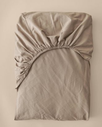 &Home - Dra på-lakan Heaven i bomull - Brun - 140X200