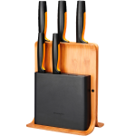 Fiskars - Knivblock i bambu med 5 knivar