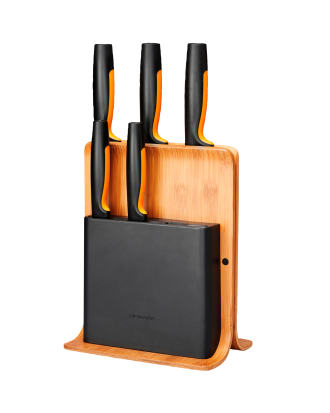 Fiskars - Knivblock i bambu med 5 knivar