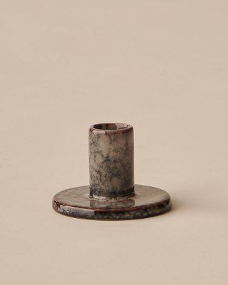 &Home - Ljusstake Stamp Large höjd 6 cm - Brun