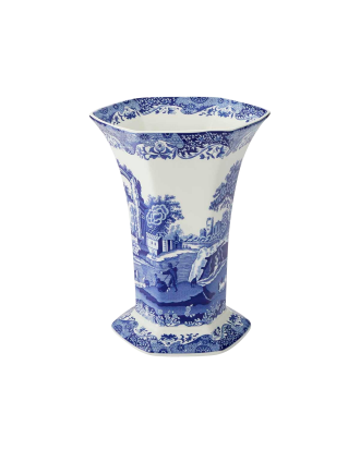Spode - Vas Blue Italian Hexagonal höjd 27 cm - Blå