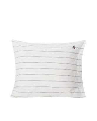 Lexington - Örngott Striped Cotton Poplin Pillowcase - Vit - 50X60