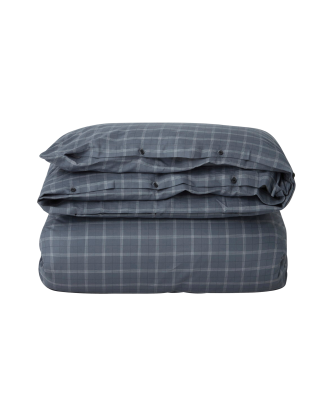 Lexington - Påslakan Checked Lyocell/Cotton Pin Point Oxford Duvet Cover - Blå - 150X210