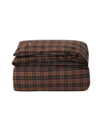 Lexington - Påslakan Checked Cotton Flannel Duvet Cover - Brun - 220X220