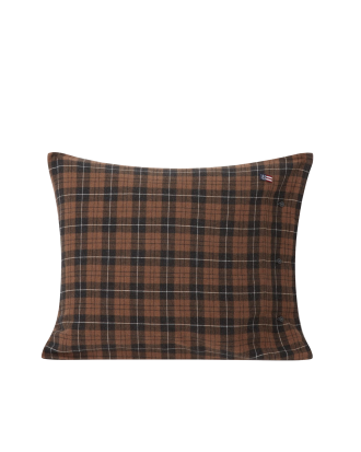 Lexington - Örngott Checked Cotton Flannel Pillowcase - Brun - 65X65