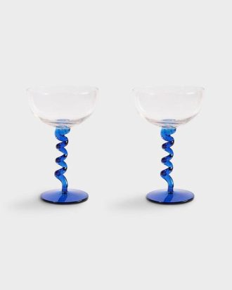 &k Amsterdam - Glas Spiral 2 st. - Blå