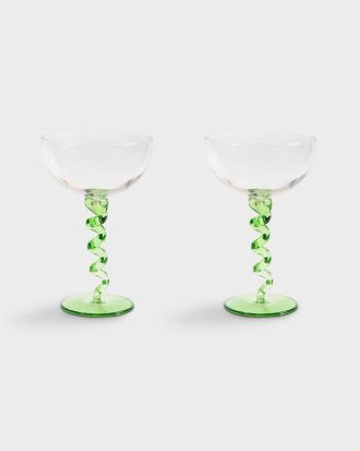 &k Amsterdam - Glas Spiral 2 st. - Grön